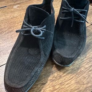 Armando D’Alessandro Vintage perforated Black Suede Leather Lace-Up Booties 38